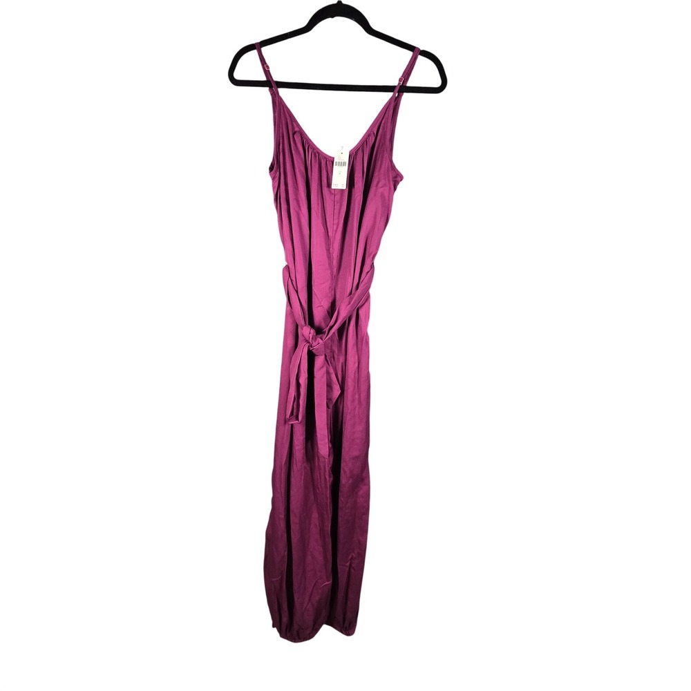 Anthropologie Saturday/Sunday Plum Purple Tie Waist Jogger Jumpsuit Medium NWT
